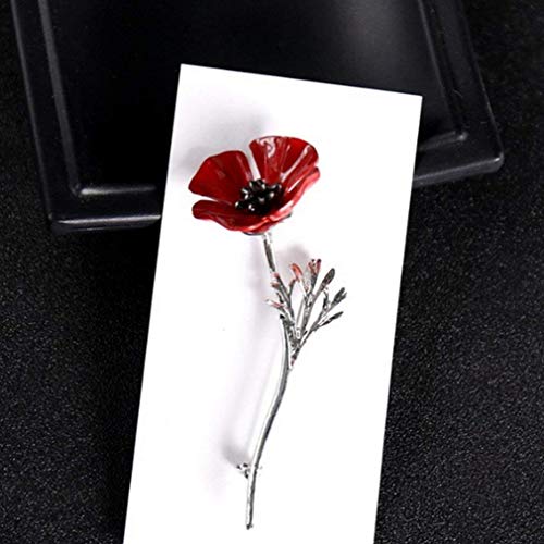 U-K Broche de Flor de Amapola Vintage Esmalte Solapa Chapado Pin Collar Recuerdo Día Bufanda de Loto Accesorio Joyas para Mujeres y Hombres, Plata Creativo y útilDiseño práctico