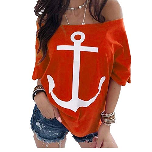 U/A - Blusas sexy de hombros descubiertos, diseño casual suelto, color blanco Rojo rosso XXXXXL
