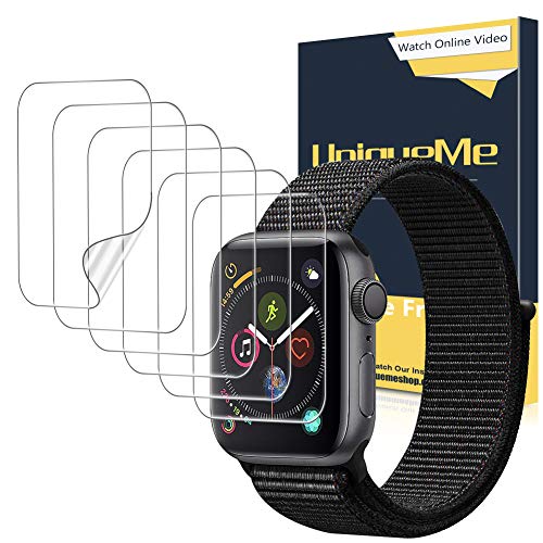 UniqueMe [6 Pack] Protector de Pantalla para Apple Watch 38mm Series 1/2/3, [Caso amistoso] [Película Flexible] Soft HD Clear Anti-Scratch con