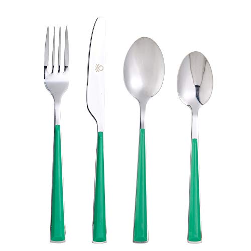 UNITED COLORS OF BENETTON- BE118 Set 24pc cubertería acero inoxidable mango verde Casa Benetton