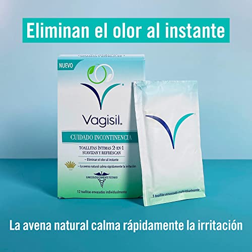 Vagisil Cuidado Incontinencia Toallitas Intimas 2En1 Suavizan Y Refrescan. 12 Unidades