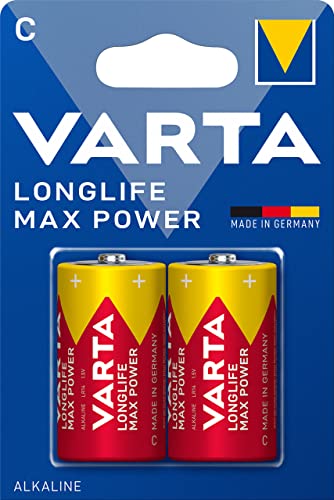 Varta Pila Longlife Max Power C Baby LR14 (paquete de 2 unidades), pilas alcalinas - «Made in Germany» - Adecuado para juguetes y aparatos de uso cotidiano