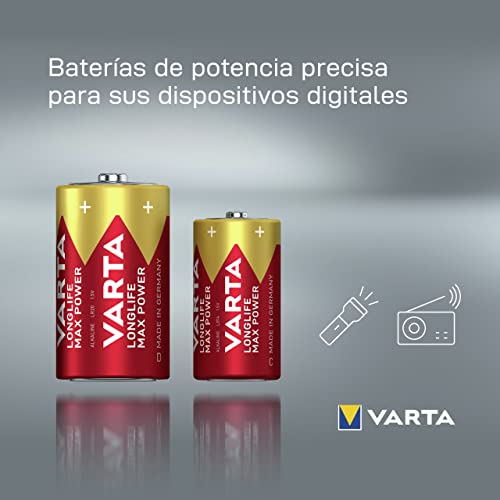 Varta Pila Longlife Max Power C Baby LR14 (paquete de 2 unidades), pilas alcalinas - «Made in Germany» - Adecuado para juguetes y aparatos de uso cotidiano