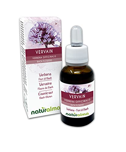 Vervain o Verbena (Verbena officinalis) Flores de Bach Naturalma | No. 31 | Gotas 30 ml | Extracto líquido sin alcohol | Esencias florales | Vegano y libre de alcohol