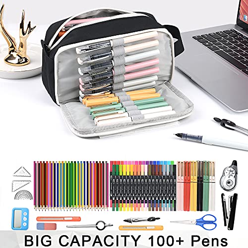 Vicloon Estuche Escolar de Gran Capacidad, Cartucheras Escolares Multifunción, 3 Compartimentos Bolsa de Lápiz Portable, Organizador de Papelería para Estudiante en Escuela Oficina