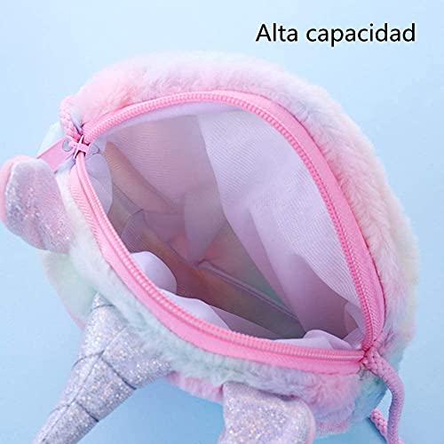 Voarge Bolso Bandolera Unicornios para Niñas, Bolso Pequeño de Felpa, Bolso de Hombro para Niñas Pequeñas, Bolso Mochila Unicornio Niña (Rosado azul)