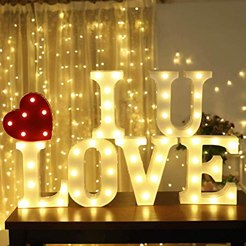 WHATOOK Letras Luminosas Decorativas con Luces LED, con temporizador inalámbrico y mando a distancia regulable, Color Blanco - Letra D