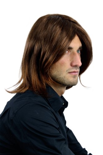 WIG ME UP- peluca para hombres larga estilo juvenil color castaño puntas castañas rojizas raya en medio CM-431-4T30