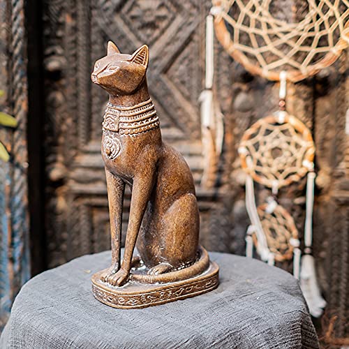 WLVG Gato Egipcio Bastet Estatua,Resina Gato Egipcio Diosa Bastet Estatuilla Coleccionable Jardín Escritorio Decoración Regalo,Hecho A Mano Antiguo Gato Diosa Escultura-Bastet 18x10.6x30cm(7x4x12