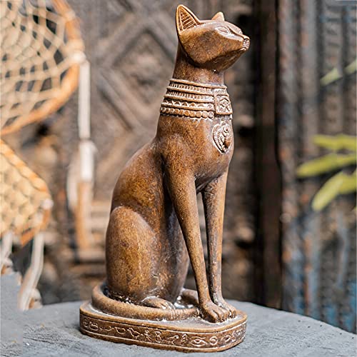 WLVG Gato Egipcio Bastet Estatua,Resina Gato Egipcio Diosa Bastet Estatuilla Coleccionable Jardín Escritorio Decoración Regalo,Hecho A Mano Antiguo Gato Diosa Escultura-Bastet 18x10.6x30cm(7x4x12
