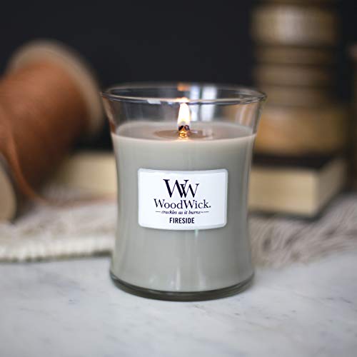 Woodwick Hourglass Vela Aromática en Tarro Mediano, Gris (Fireside), 275g