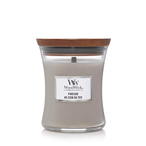Woodwick Hourglass Vela Aromática en Tarro Mediano, Gris (Fireside), 275g