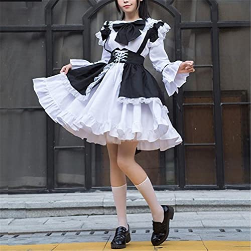 WSTERAO Anime japonés Sissy Maid Dress Cosplay Sweet Classic Mujeres Cosplay Delantal francés Maid Disfraz Disfraz de Lujo Cosplay Traje de Manga Corta Traje de Club