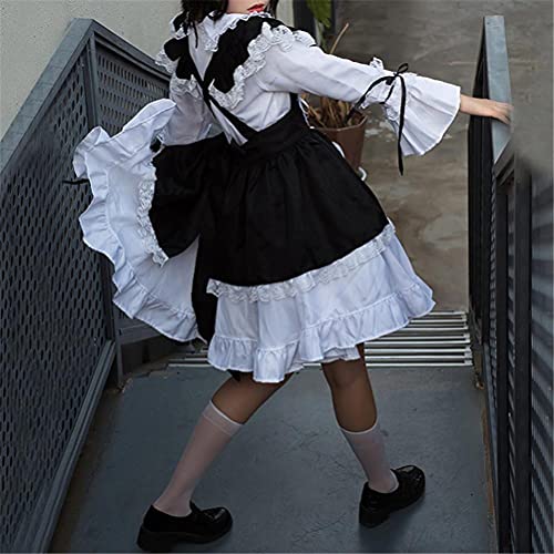 WSTERAO Anime japonés Sissy Maid Dress Cosplay Sweet Classic Mujeres Cosplay Delantal francés Maid Disfraz Disfraz de Lujo Cosplay Traje de Manga Corta Traje de Club