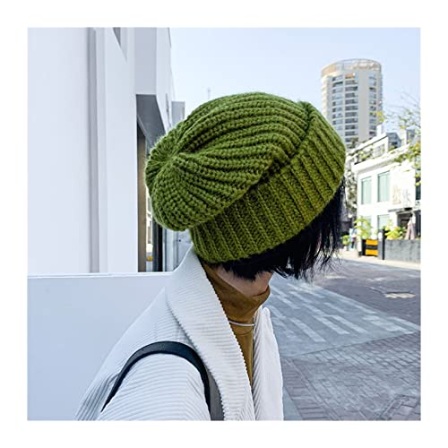 WYDMBH Gorro de Punto Sombrero de Invierno for sobredimensionamiento Foros de Punto Sueltos Mujeres Gruesa cálida Vogue Damas Lana Sombrero Hembra Grande tamaño goreie Sombreros