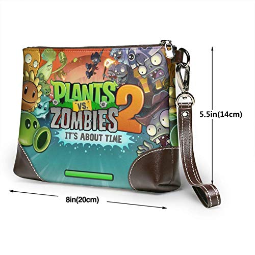 XCNGG Plants vs Zombies 2 Peashooter SunFlower Mujeres Hombres Bolsa de almacenamiento Neceser de viaje Estuche de maquillaje Estuche de cosméticos con cremallera Bolsa de embrague Organizador de