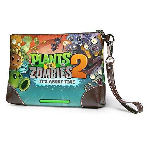 XCNGG Plants vs Zombies 2 Peashooter SunFlower Mujeres Hombres Bolsa de almacenamiento Neceser de viaje Estuche de maquillaje Estuche de cosméticos con cremallera Bolsa de embrague Organizador de