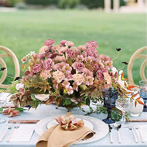 XHXSTORE 4pcs Ramo de Flores Artificiales Claveles de Seda 5 Rama con 11 Flor Peonía Pequeña Vintage Flores Artificiales Decoracion Jarrones para Hogar Boda Centro de Mesa Interior Floral Color Rosa