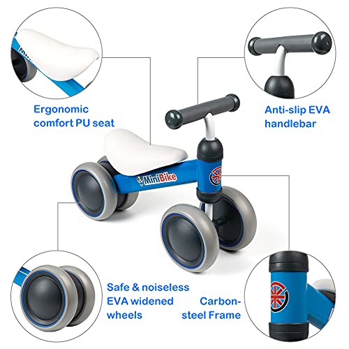 XIAPIA Bicicleta sin Pedales, Bici Bebe para Niños de 1 Año, Juguetes Bebes 1 Año, Triciclos Correpasillos Bebes 1 Año, Regalos para Bebes de 10-24 Meses, Azul