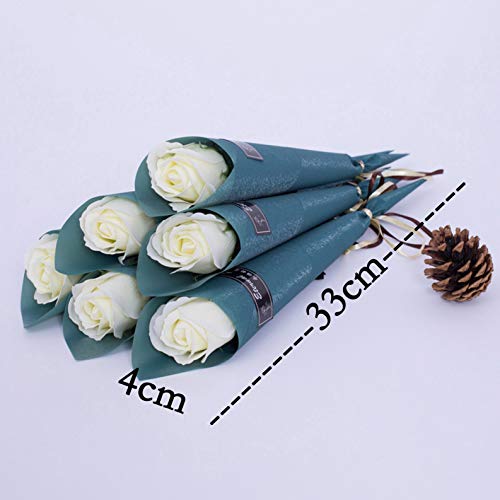 XuanMax 6pcs Rosas Pétalo Flores de Jabón Bouquet de Flores Artificiales Jabón de Flores de Perfumada Baño Cuerpo Regalo para Boda Decoración San Valentín Cumpleaños Día de la Madre - Azul