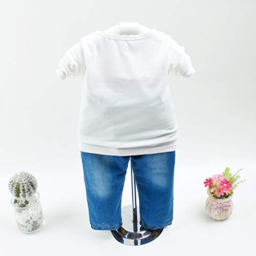Yao Primavera Otoño Bebé Niños 3pcs Ropa Set Algodón Camisa Jeans Denim Chaleco - marrón - 12-24 meses