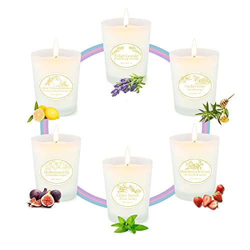 Yinuo Candle Velas Perfumadas 6 Juegos , Vidrio Mate, 150 Horas Encendidas Velas De Aromaterapia Cera De Soja Alivio Del Estrés Regalos Para Mujeres Regalos Para Ella