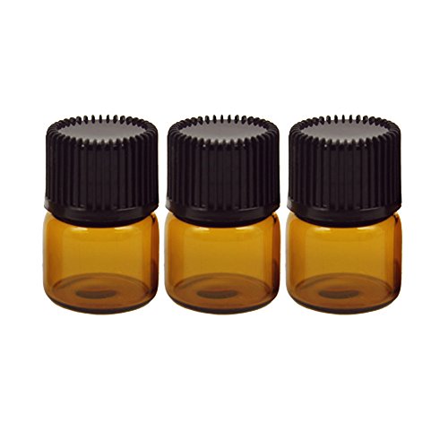 Yizhao Ambar Botellas de Aceite esencial de Vidrio Vacías 1ml,con Reductor de Orificio y Tapa,Para Aceites Esenciales, Aromaterapia,Perfumes,Masajes,Laboratorio de Química – 36 Pcs