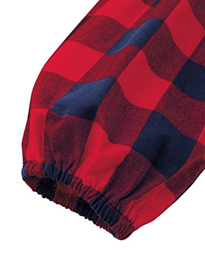 YOINS Vestidos Mujer con Botones Vestido Camiseta A Cuadros Mangas Larga Mini Vestidos Casual Otoño Invierno Moda A-Negro Rojo M