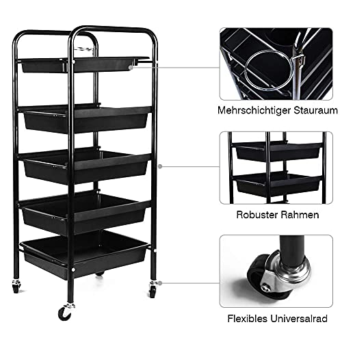 Yosoo Health Gear Carrito de peluquería, Carrito de Almacenamiento de Instrumentos de peluquería, Estante de Almacenamiento de peluquería de Gran Capacidad PP para peluquería