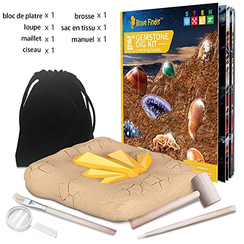 YUDIZWS Kit Cavar Piedras Preciosas Reales, Kit Científico Excavación 15 Gemas Reales, Juguetes Educativos Stem, Regalo Significativo para Niños Y Niñas,Natural