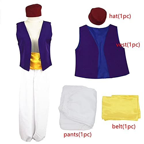 YYCHER Disfraz de Príncipe Aladdin para adultos Aladdin para niños, Anime Cosplay Disfraces de Adam Prince Halloween para hombres (talla L: L)