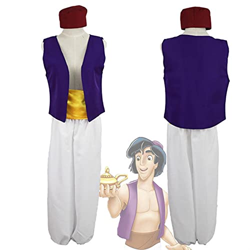 YYCHER Disfraz de Príncipe Aladdin para adultos Aladdin para niños, Anime Cosplay Disfraces de Adam Prince Halloween para hombres (talla L: L)