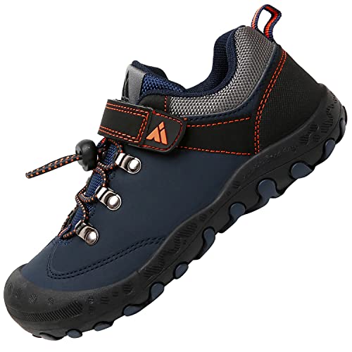Zapatos Casuales de Niño Ultraligero Transpirable Zapatillas Senderismo Niña Cómodo Flexible Antideslizante Calzado Deportivo Niños Unisexo, PU Azul Ocuro 29