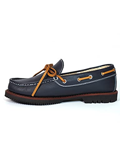 Zapatos náuticos clásicos Fabricados en España Apache 412V Marino-Cuero - Color - Marino, Talla - 45