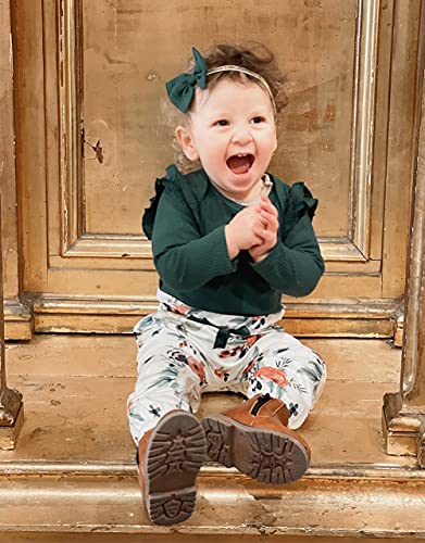 ZOEREA Conjunto de Ropa de Bebé Niña Manga Larga Mameluco con Volantes Mono Body + Pantalones Floral + Venda Recién Nacido Niñas Otoño Primavera Trajes 3 Piezas