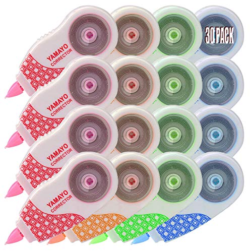 Zuzer Cinta de Corrección,30PCS Cintas Correctoras Mini Cinta Correctora Correction Tape para Corrección de Escritura de Marcado de Toma de Notas de Oficina