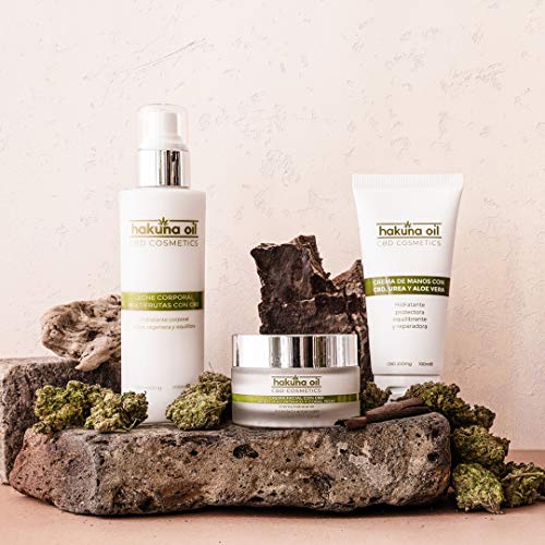 - Hakuna Oil Cosmetics - Crema de manos y pies con aceite de Cáñamo | 100 ml | Crema hidratante con Urea, Aloe Vera y CBD | hidrata, protege y repara la piel | 100% Orgánica, Ecológica BIO.