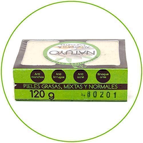 - Mascarilla de jabón NATUYO blanqueante de ALMENDRA & CÚRCUMA.- Para la prevención de arrugas, eliminar manchas de la piel y propiedades anti-acné.