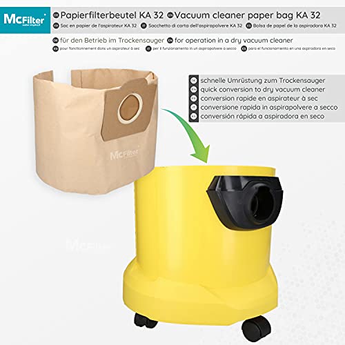 1 juego de 10 bolsas de aspiradora y 1 filtro de cartucho adecuado para aspiradoras multiusos Kärcher de la serie WD3 y MV3