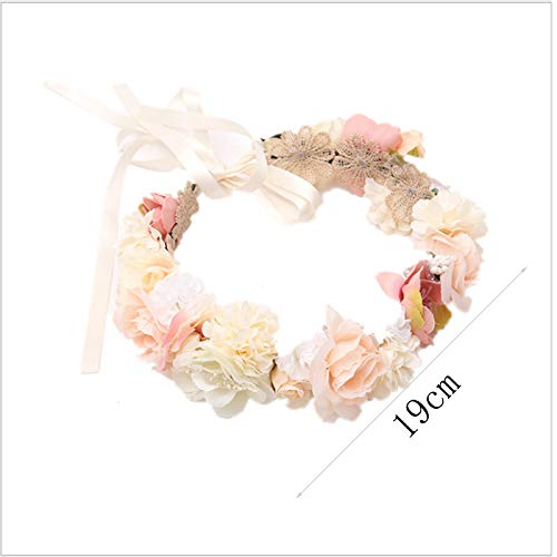 1 Pieza Flor Corona, Diadema Elástica Ajustable, Guirnalda de Flores Artificiales, Corona Flores Ajustable, Diadema de Flores Artificiales, para Boda, Novia, Festival, Fiesta de Fotos