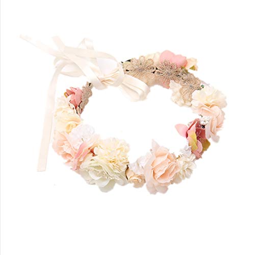 1 Pieza Flor Corona, Diadema Elástica Ajustable, Guirnalda de Flores Artificiales, Corona Flores Ajustable, Diadema de Flores Artificiales, para Boda, Novia, Festival, Fiesta de Fotos