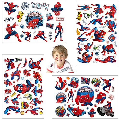 10 hojas Avenger + Spider Man conjunto de tatuajes temporales tatuajes falsos pegatinas impermeables para bolsas de regalo regalos de cumpleaños para niños niñas niños