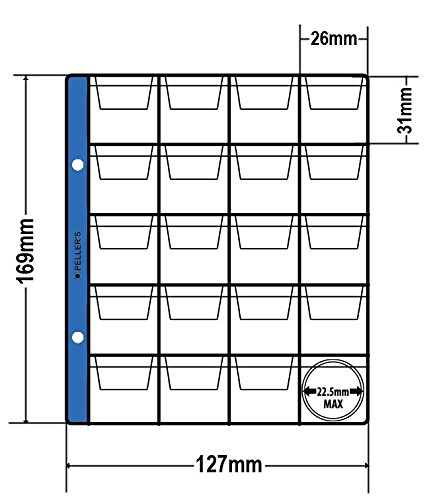 10 Hojas de colección, 20 alojamientos 31mm X 26mm En Cada Página, Para Monedas pequeñas de hasta 22.5mm de diámetro