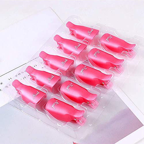 10 pcs Rosa Clip de Removedor Acrílico,Arte Clavo polaco del gel removedor Wrap Cap Clip,Kit de Uñas Removedor el Esmalte