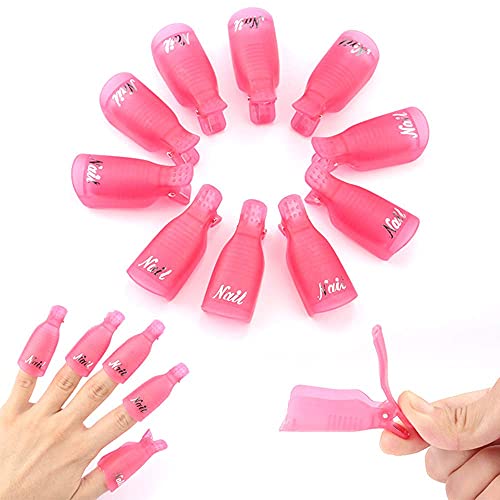 10 pcs Rosa Clip de Removedor Acrílico,Arte Clavo polaco del gel removedor Wrap Cap Clip,Kit de Uñas Removedor el Esmalte