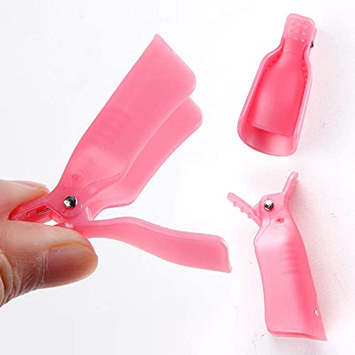 10 pcs Rosa Clip de Removedor Acrílico,Arte Clavo polaco del gel removedor Wrap Cap Clip,Kit de Uñas Removedor el Esmalte