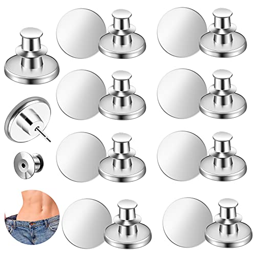 10 Sets Botones para Pantalones Vaqueros, 17 mm Botones para Vaqueros Sin Costuras, Botones Desmontables Vaqueros Botones Pantalon Ajustables, Botones Jeans Metalicos para Pantalon Vaqueros, Plateado