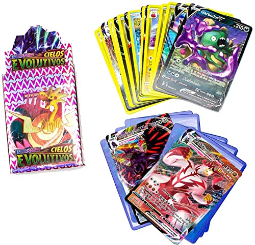 100 Cartas Pok Coleccionables en Español Edición Espada y Escudo. Tarjetas Extraoficiales JCC - Incluyen Cartas Basic V VMax y 1 Carta Brillante en Cada Caja (C5583)