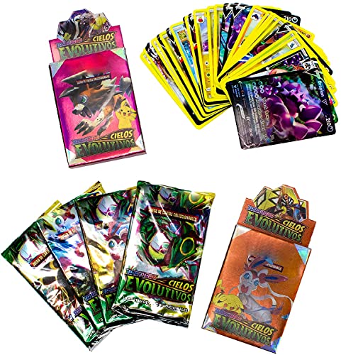 100 Cartas Pok Coleccionables en Español Edición Espada y Escudo. Tarjetas Extraoficiales JCC - Incluyen Cartas Basic V VMax y 1 Carta Brillante en Cada Caja (C5583)