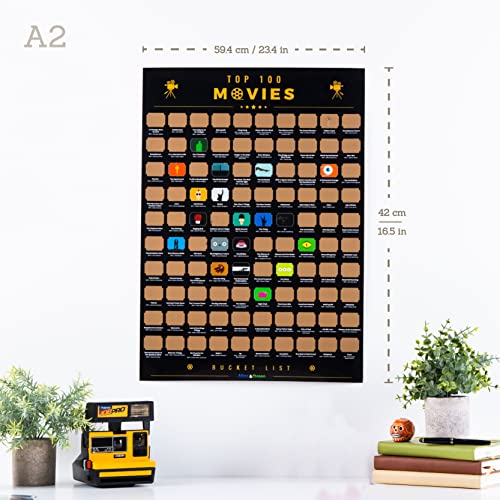 100 Movies Scratch Off Poster Bucket List | Pegatinas, Picking para rascar y Tubo de Regalo | califique Cada película y personalice su póster!